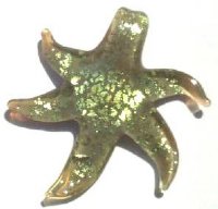 1 42mm Green and Mauve with Foil Lampwork Starfish Pendant